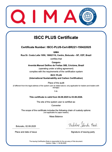 ISCC Plus Certificate